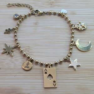 Artisan Gold Charm Bracelet - Celestial/ Alternative Vibes D047